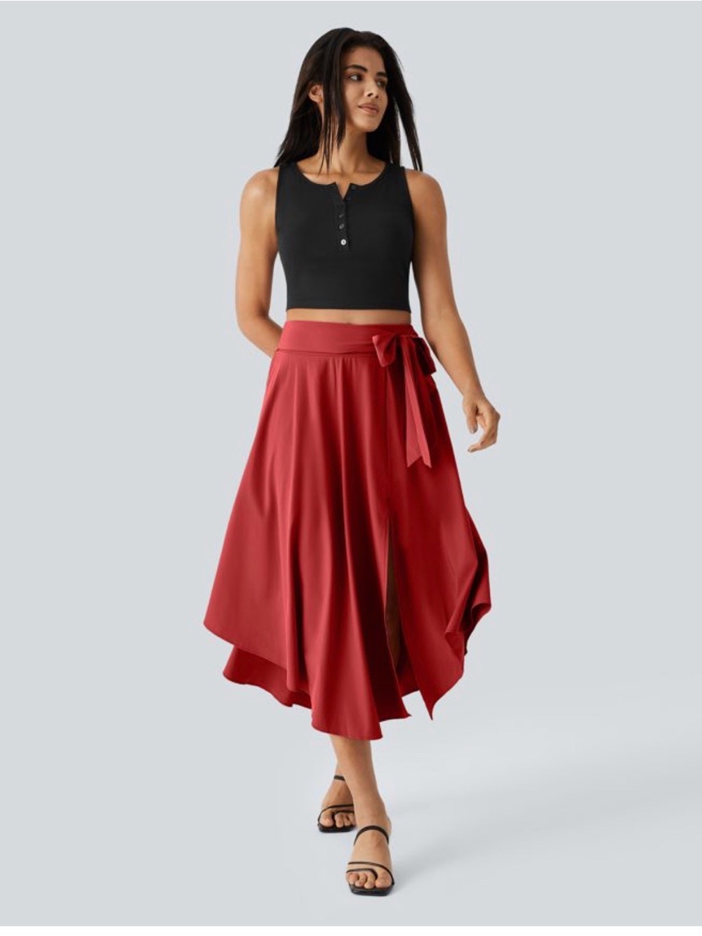 HALARA Breezeful™ High Waisted Tie Side 2-in-1 Flowy Quick Dry Red Skirt size XL - Picture 2 of 7